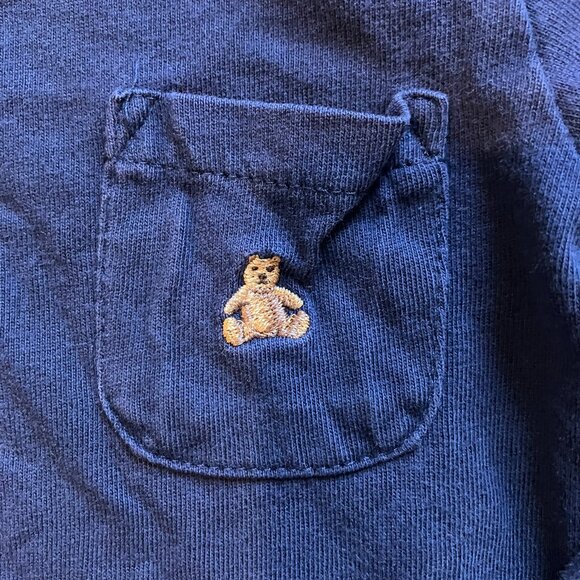 babyGAP 12-18M Navy Long Sleeve Bodysuit Cotton Bear Logo GUC Baby Unisex - Picture 9 of 15